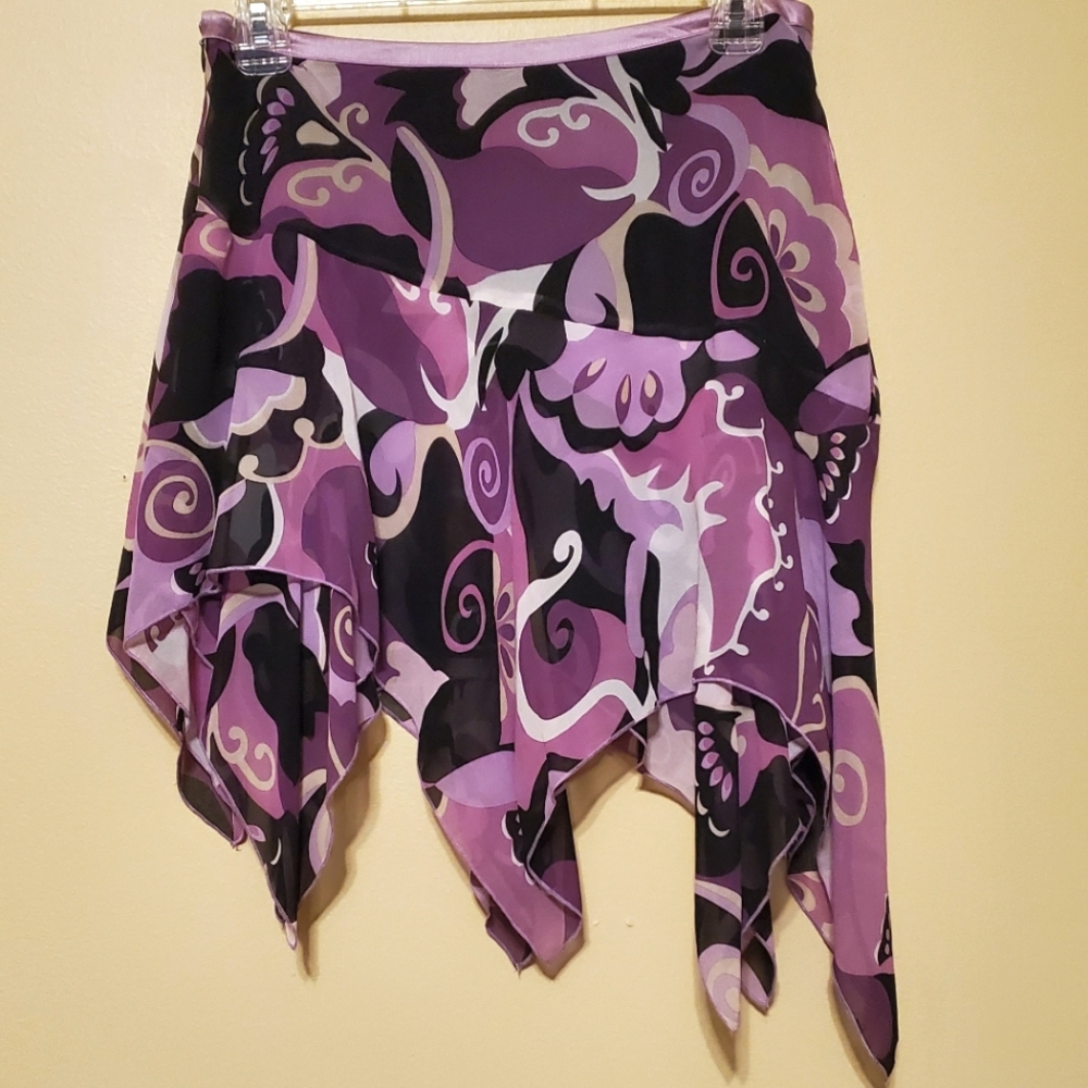 Bebe XS Asymmetrical Swirl Skirt